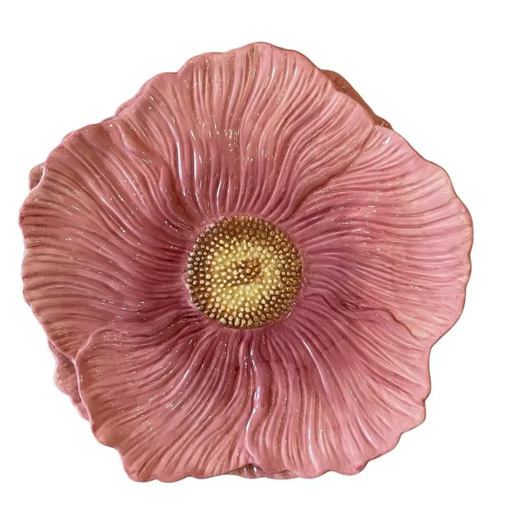 Maxcera Pink Floral Ceramic Dinner Plates 10in Set of 4 Spring New